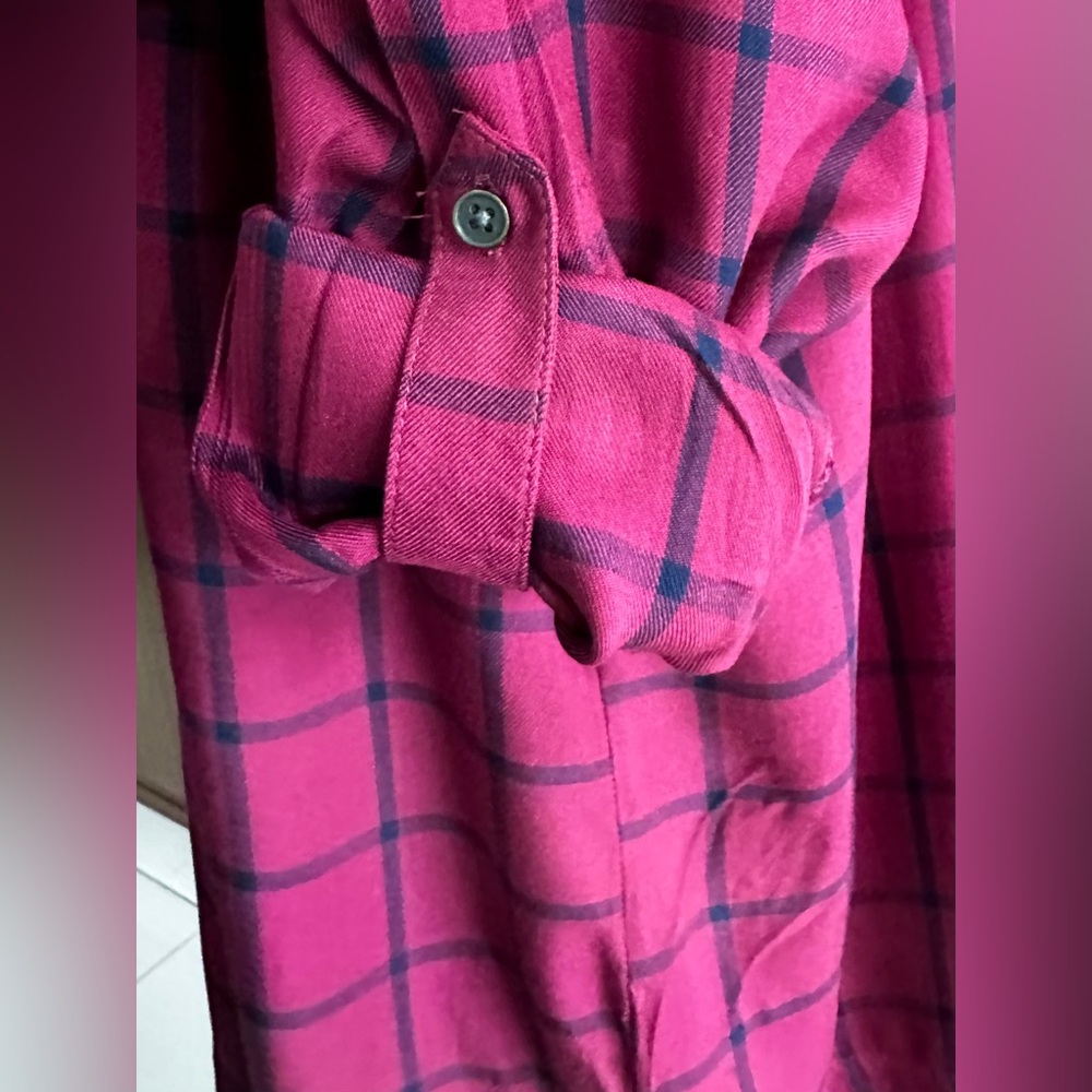 Basic Editions Pink Boxy Mandarin Collar Blouse S… - image 5